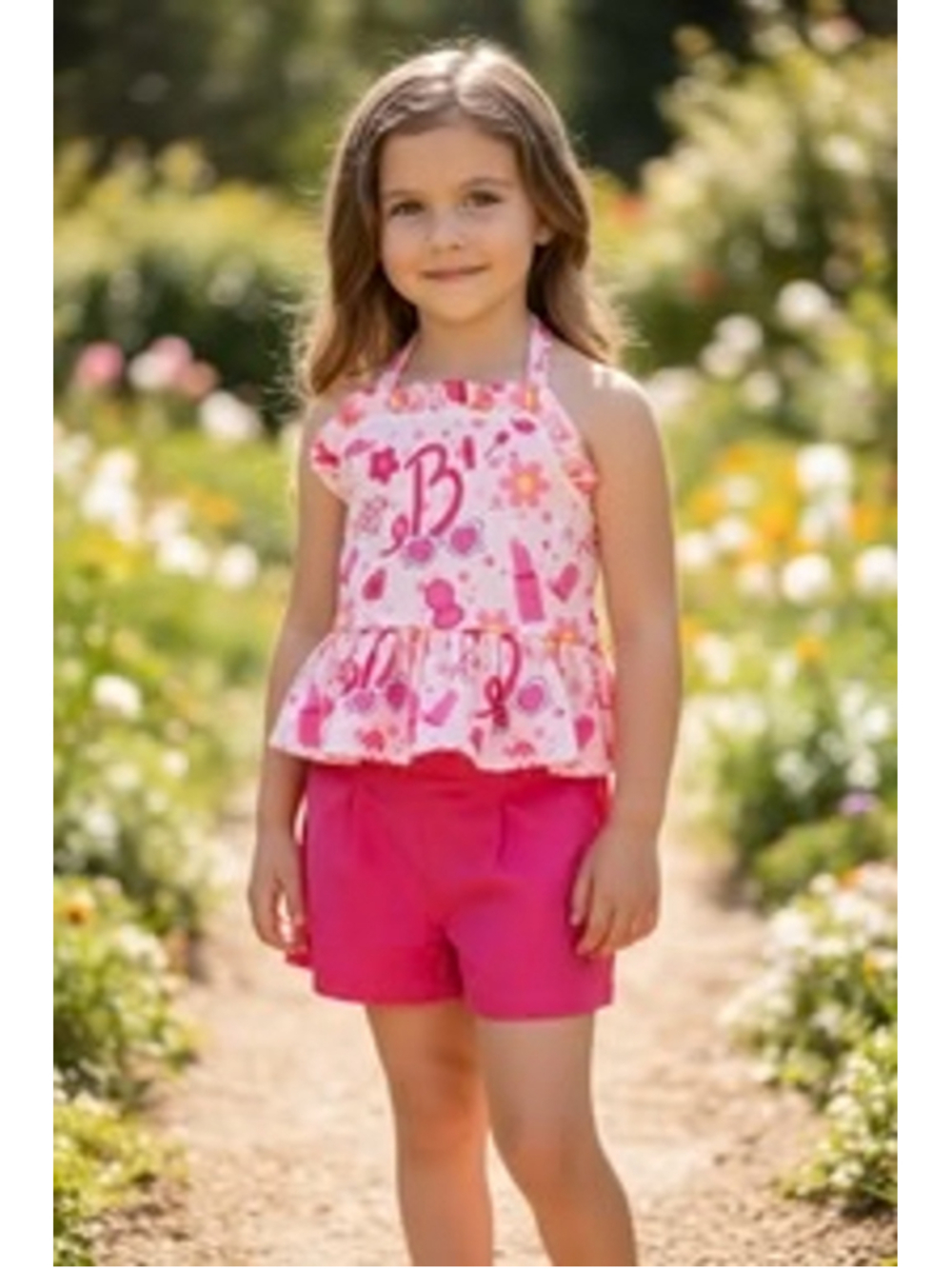 Girls Unbranded Matching Set 4T Pink Fuchsia Halter Top Shorts